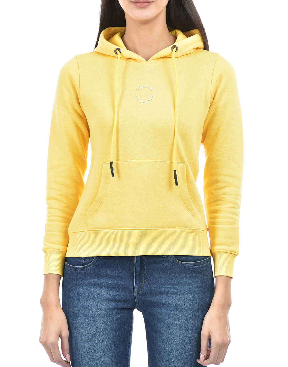 Numero Uno Women Solid Yellow Sweat Shirt